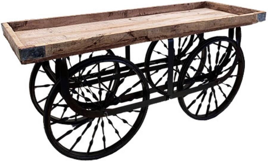 By Mooss Bloemenkar Serveerwagen Display Side Table Wandtafel Feest Bruiloft Marktkar 160 cm 4 wielen Hout Vintage