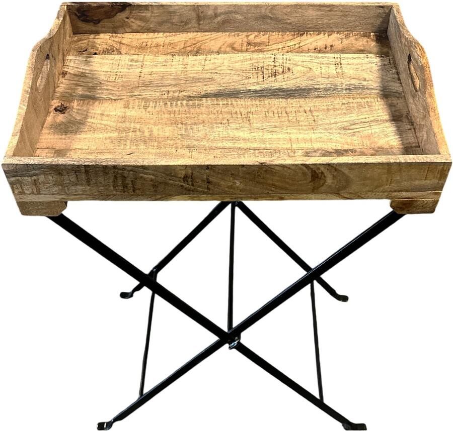 By Mooss Butlertray Bruin Bijzettafel Hout Dienblad 55 x 40 x 80 cm Inklapbaar