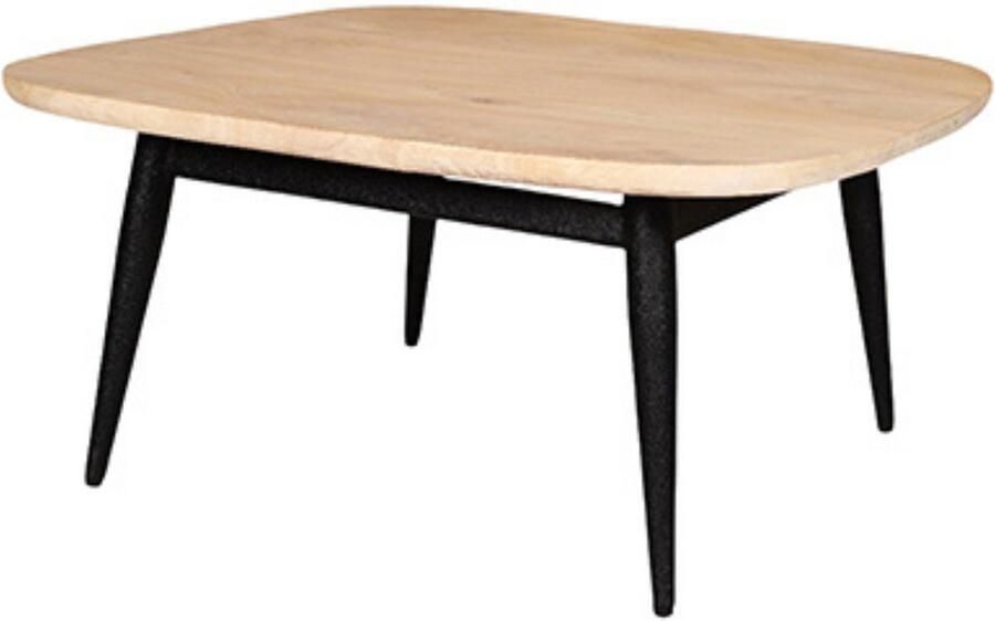 By Mooss Salontafel Naturel Black Zwart 75x75 cm Trendy Hout Metaal Mangohout Minimalistisch