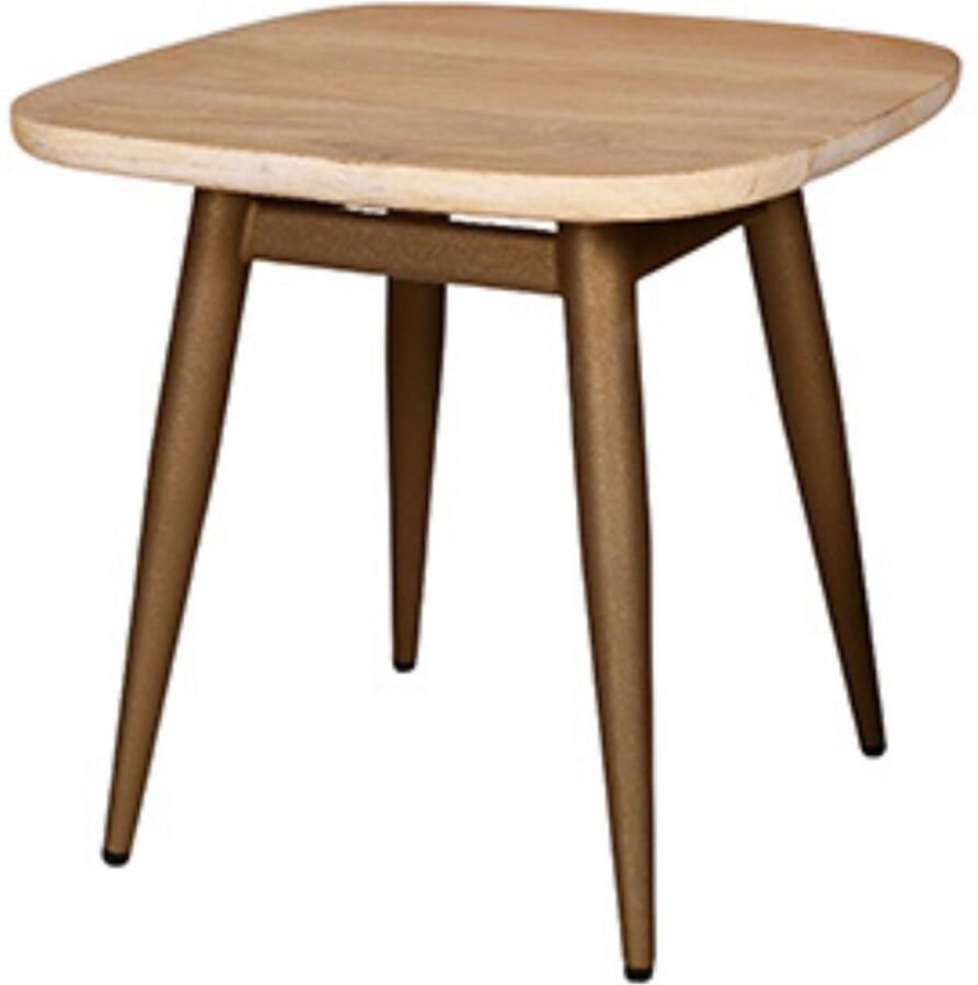 By Mooss Salontafel Naturel Gold Dust 45x45 cm Trendy Hout Metaal Minimalistisch