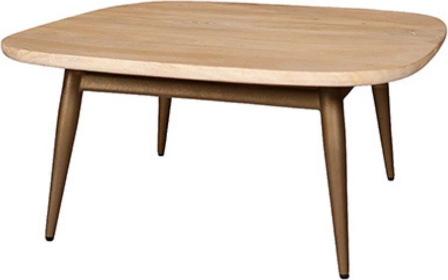 By Mooss Salontafel Naturel Gold Dust 75x75 cm Trendy Hout Metaal Mangohout Minimalistisch