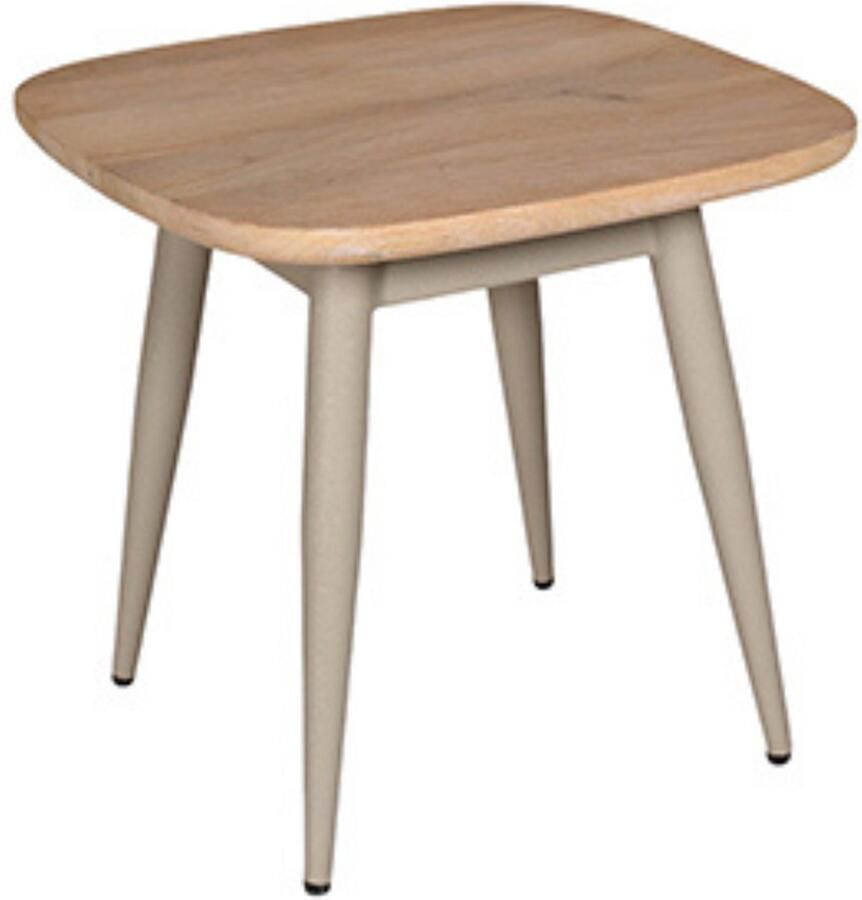 By Mooss Salontafel Naturel Green Gray 45x45 cm Trendy Hout Metaal Minimalistisch