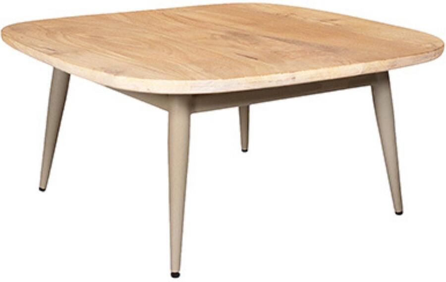 By Mooss Salontafel Naturel Green Gray 75x75 cm Trendy Hout Metaal Mangohout Minimalistisch