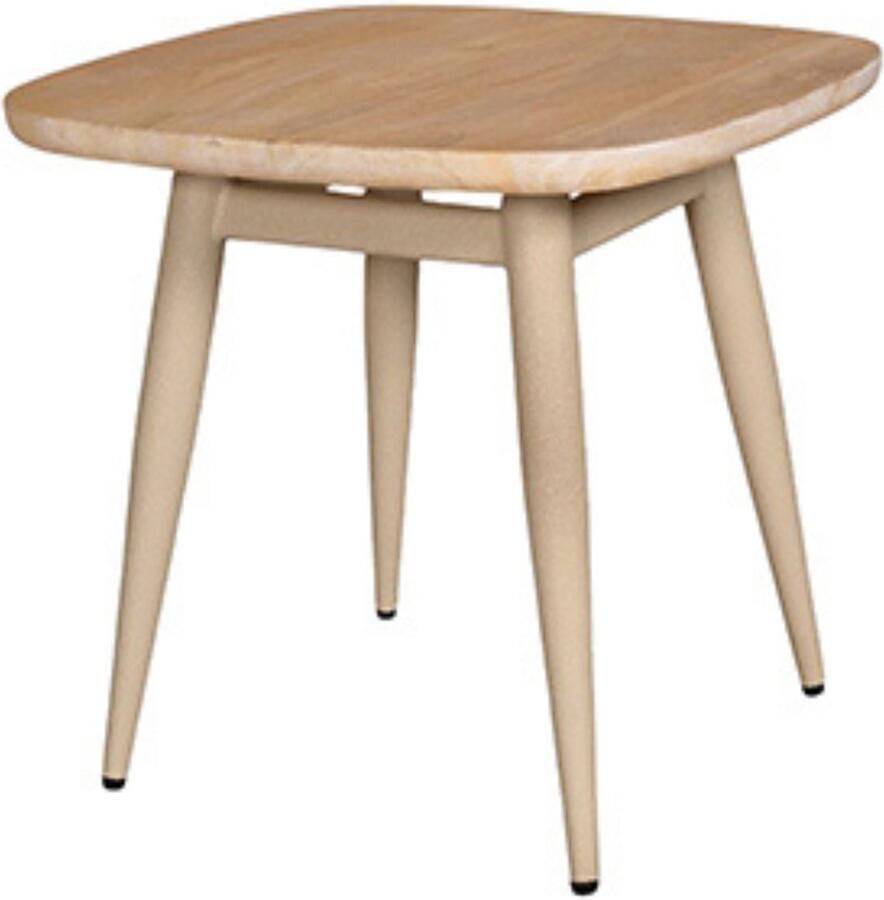 By Mooss Salontafel Naturel Ivory 45x45 cm Trendy Hout Metaal Minimalistisch