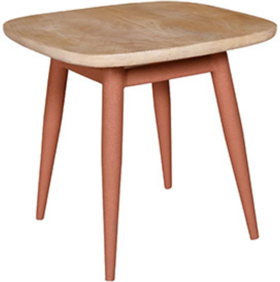 By Mooss Salontafel Naturel Peach Pink 45x45 cm Trendy Hout Metaal Minimalistisch