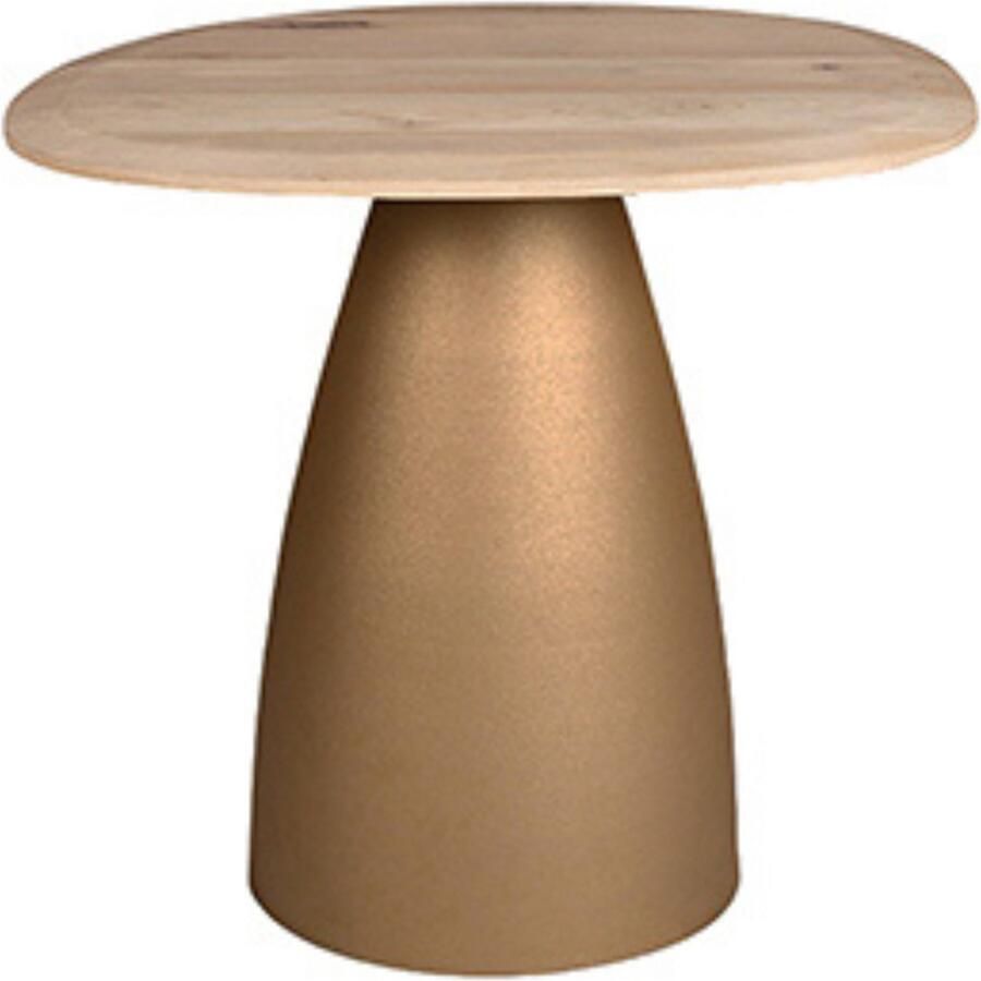 By Mooss Tafel Bijzettafel Salontafel Gold Dust Naturel Metaal Hout 50x45 cm Organisch