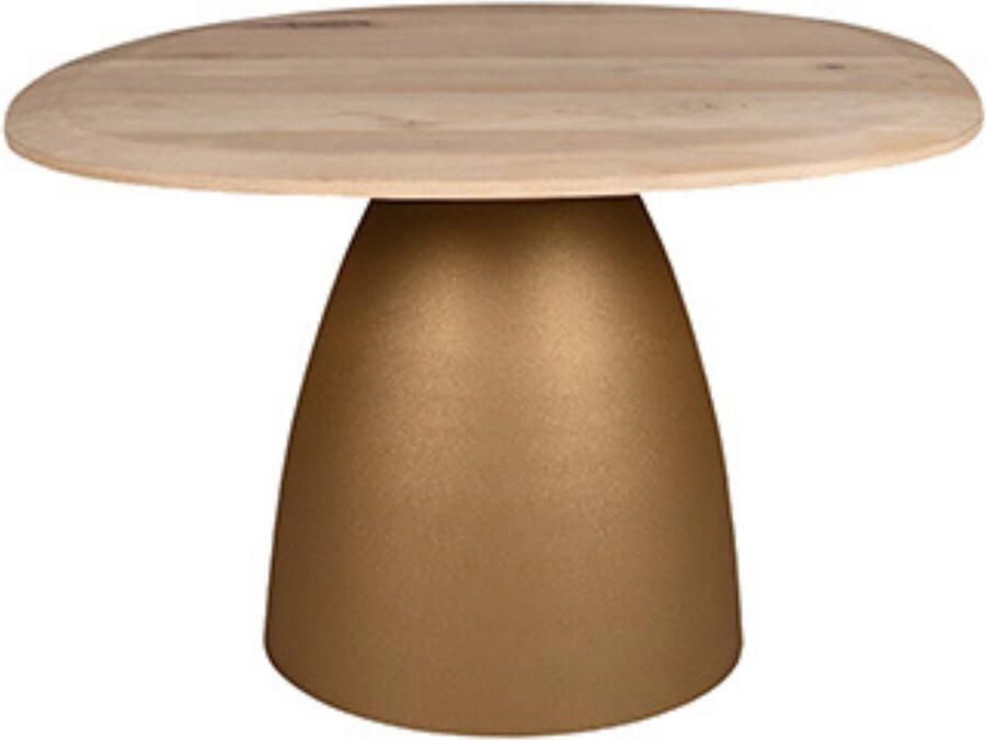 By Mooss Tafel Bijzettafel Salontafel Gold Dust Naturel Metaal Hout 60x58 cm Organisch