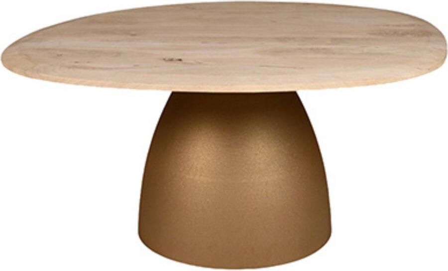 By Mooss Tafel Bijzettafel Salontafel Gold Dust Naturel Metaal Hout 90x80 cm Organisch