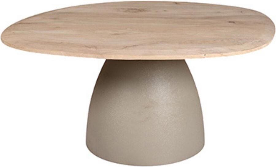 By Mooss Tafel Bijzettafel Salontafel Green Gray Naturel Metaal Hout 90x80 cm Organisch