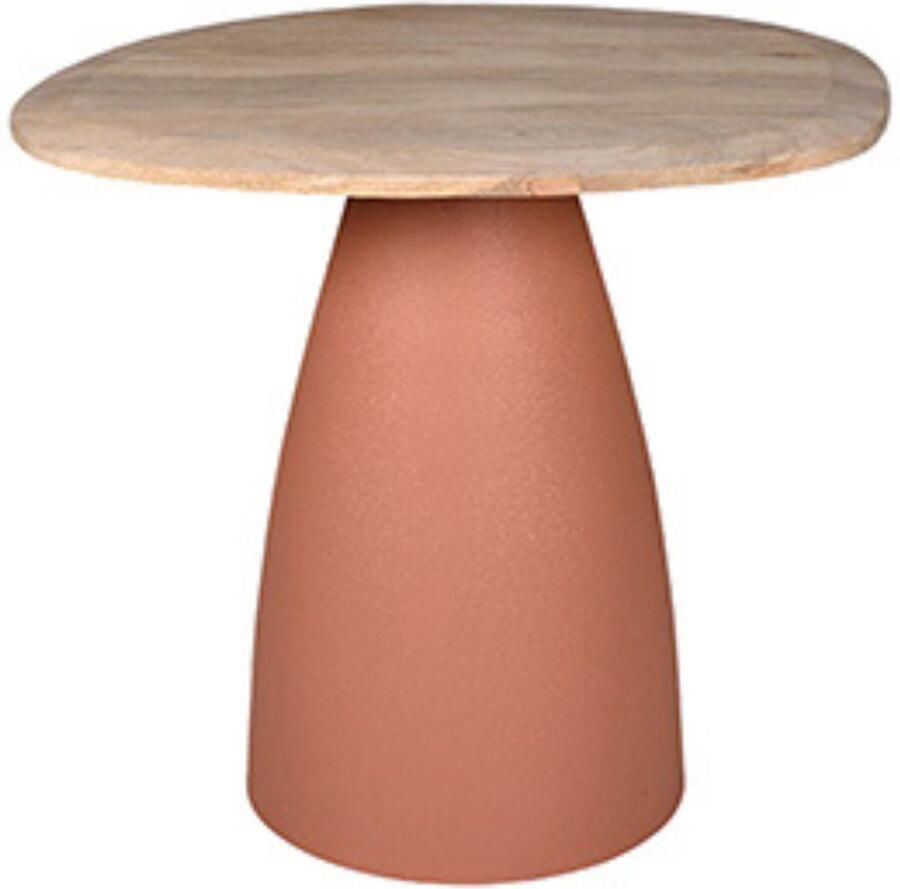 By Mooss Tafel Bijzettafel Salontafel Peach Pink Naturel Metaal Hout 50x45 cm Organisch Trendy
