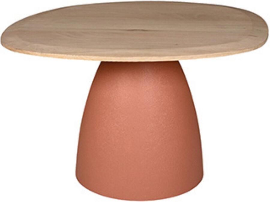 By Mooss Tafel Bijzettafel Salontafel Peach Pink Naturel Metaal Hout 60x58 cm Organisch