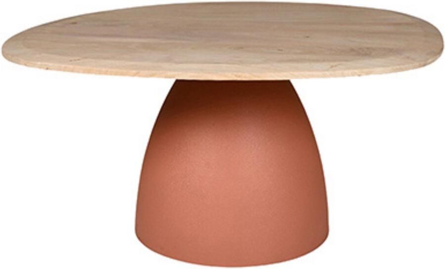 By Mooss Tafel Bijzettafel Salontafel Pink Peach Naturel Metaal Hout 90x80 cm Organisch tafelblad