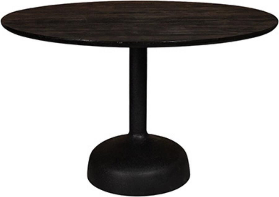By Mooss Tafel Eettafel Keuken Zwart Black Rond Hout Ø 120 4 personen Trendy Metaal Keuken