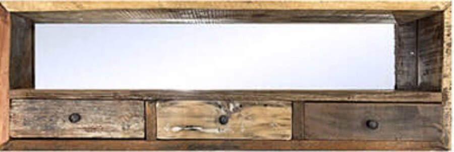 By Mooss Kast wandkast met spiegel gerecyled hout breedte 90 cm