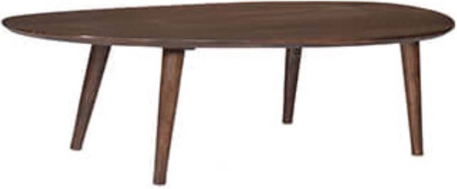 By Mooss Salontafel organische vorm tafelblad mangohout glazend blad walnoot salontafel breedte 130cm