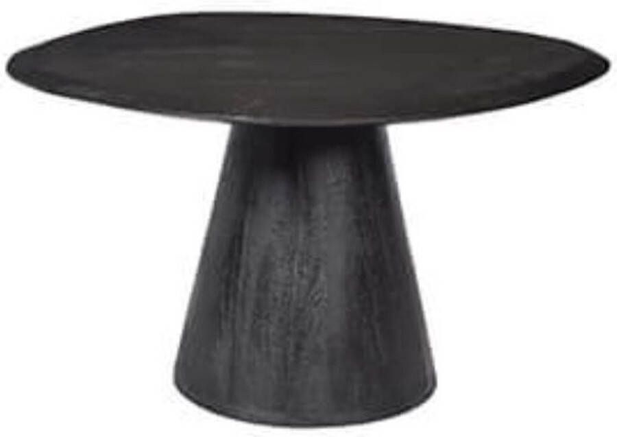 By Mooss Salontafel organische vorm tafelblad mangohout zwarte salontafel breedte 60cm