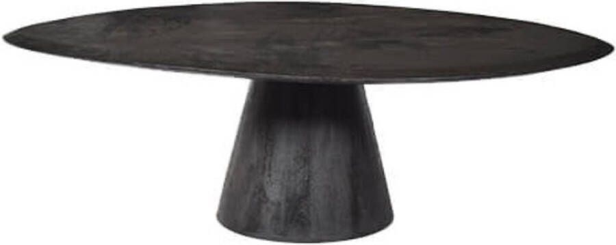 By Mooss Salontafel organische vorm tafelblad mangohout zwarte salontafel breedte 80cm