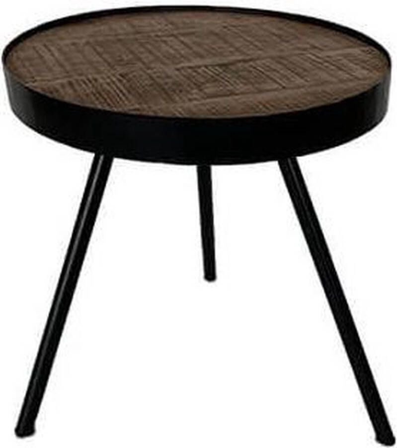 By Mooss Bijzettafel driepoot Tafel rond Ø 45 x 44 cm Hout Metaal Bruin Zwart