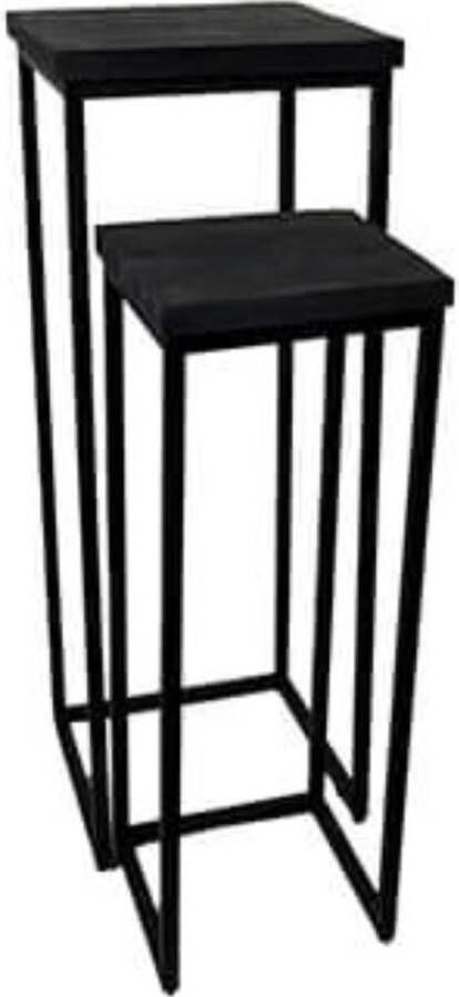 By Mooss Wandtafel set van 2 hoge bijzettafels wandtafel zwart hout blad rond cm