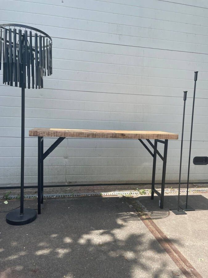 By Mooss Wandtafel sidetable robuust inklapbaar bruin blad H80cm