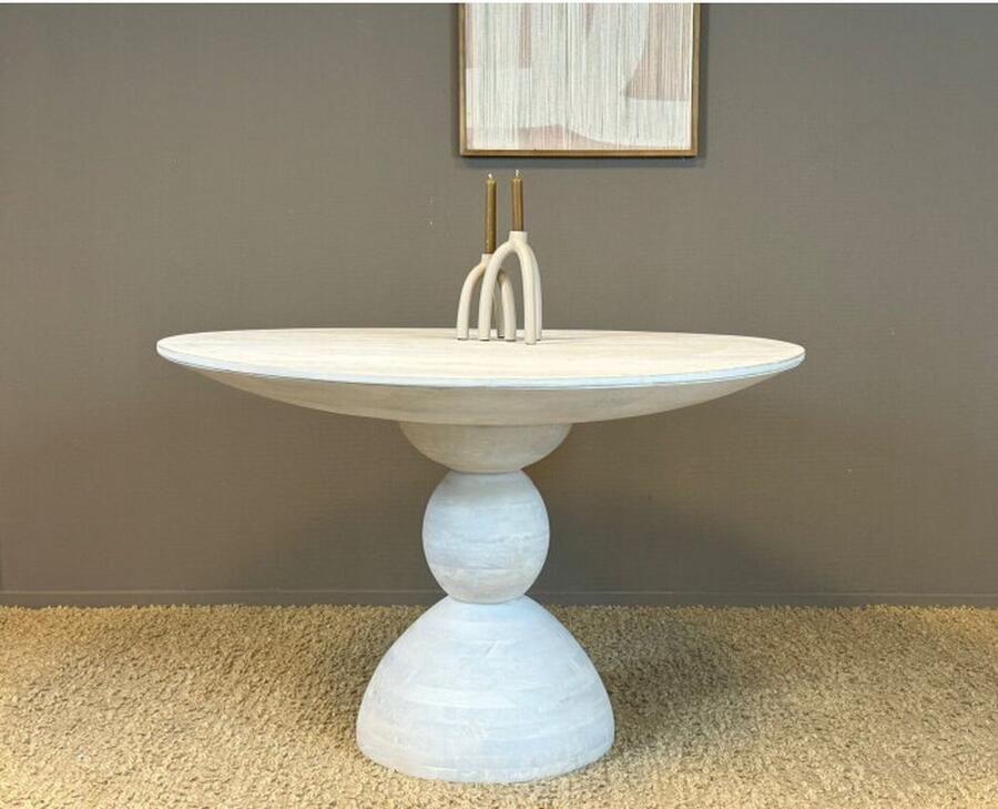 BY-OLAF Eettafel Xander rond mangohout 120 cm wit