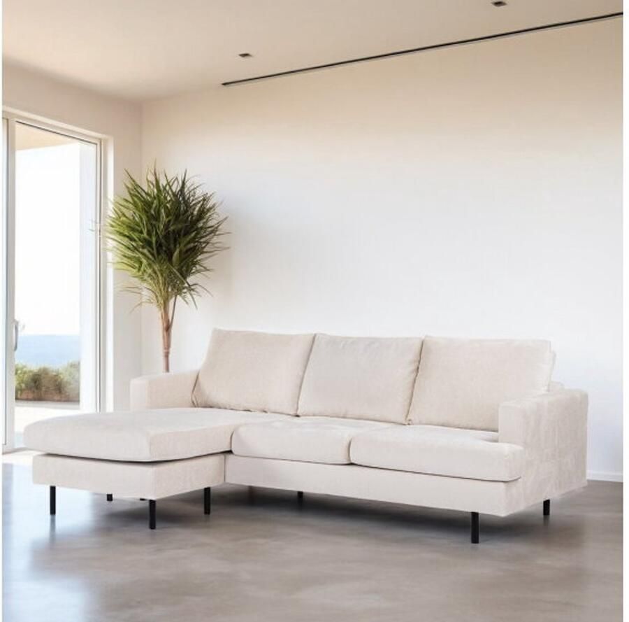 BY-OLAF Hoekbank Elvano met Chaise Longue links of rechts – Champagne Stof Loris 01 – 218x152 cm