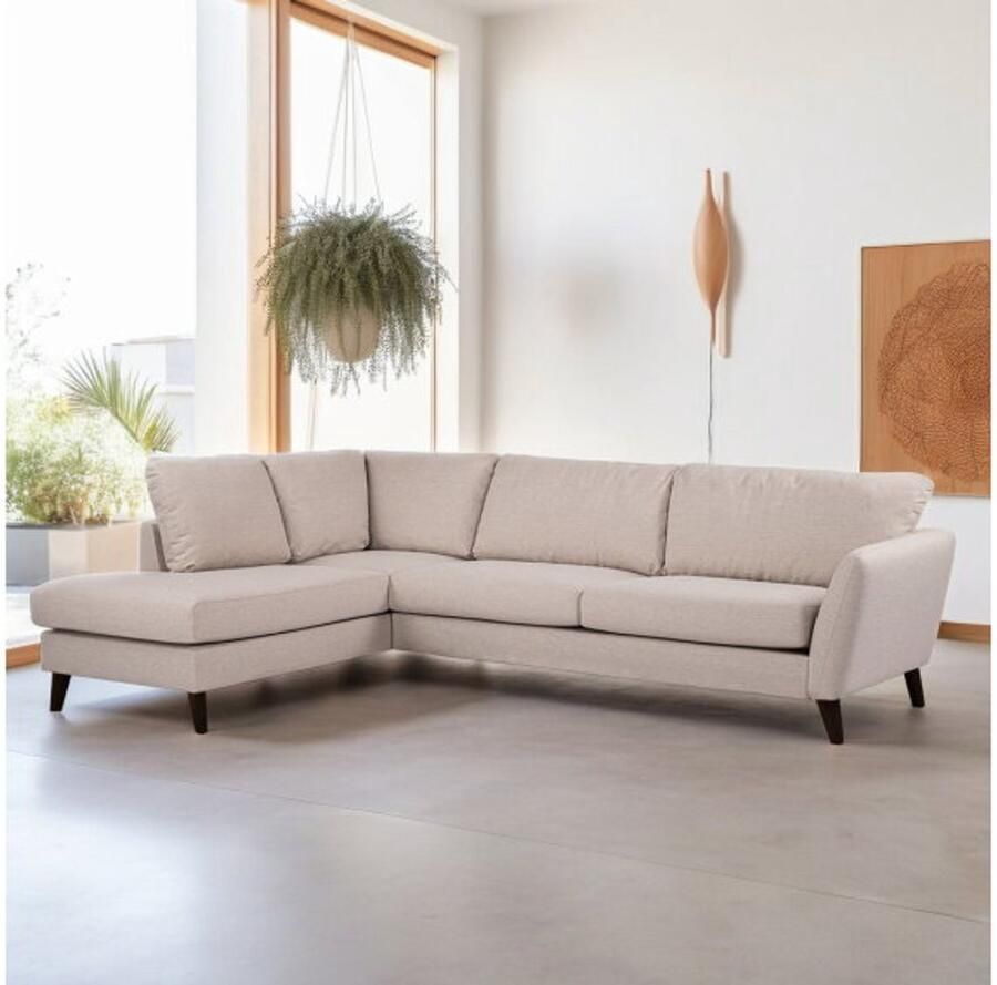 BY-OLAF Hoekbank Lexington Links – Stof Inari Beige – 3-zits met hoek links – 278 x 196 cm