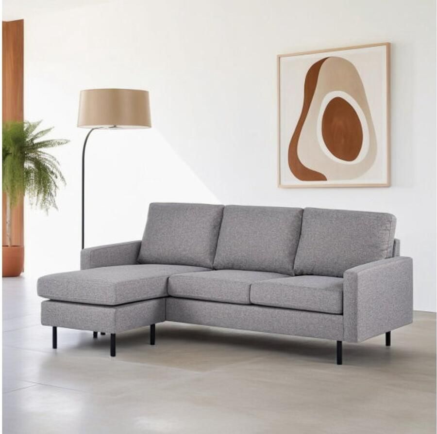 BY-OLAF Hoekbank Malmo met Chaise Longue – Links of Rechts te Monteren – 198x132 cm – Grijs