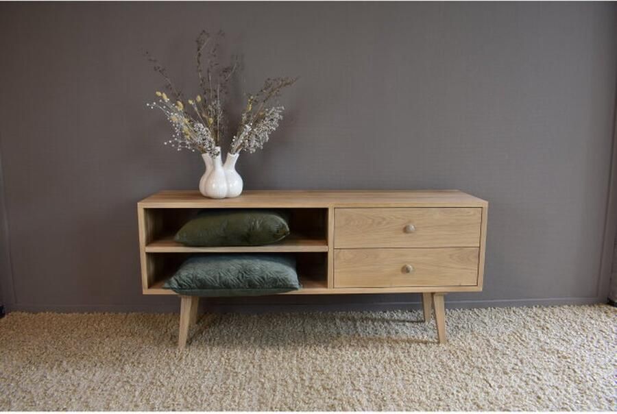 BY-OLAF Tv-meubel Mila massief eiken 130 cm Naturel