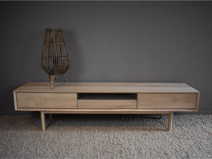 BY-OLAF Tv-meubel Mila massief eiken 180 cm Naturel