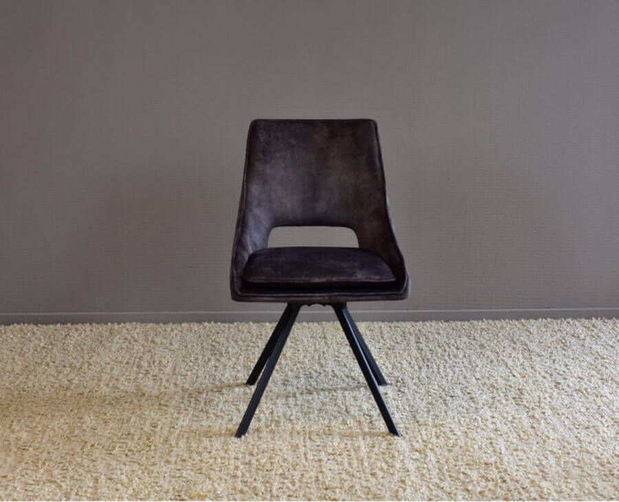 BY-OLAF Meubelplaats Eetkamerstoel Milou Velvet Draaibaar Antraciet Set van 2 Luxe en Comfort