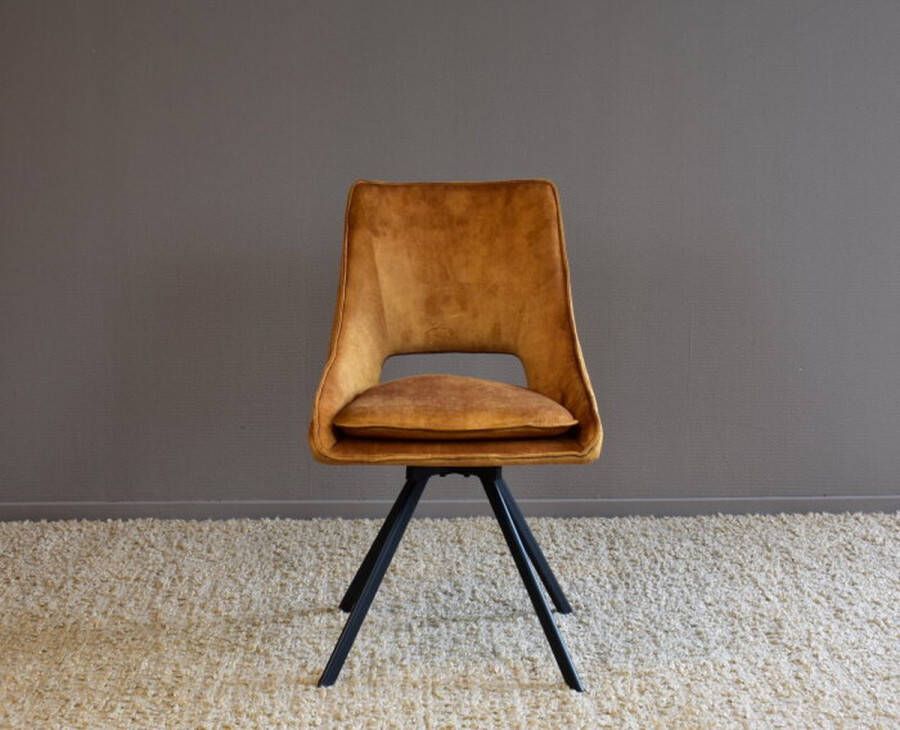 BY-OLAF Meubelplaats Eetkamerstoel Milou Velvet Draaibaar Oker Set van 2 Luxe en Comfort