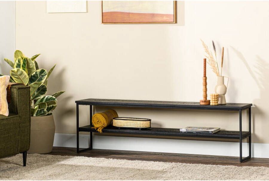 BY-OLAF Tv-meubel Malaga 150 cm teakhout Zwart