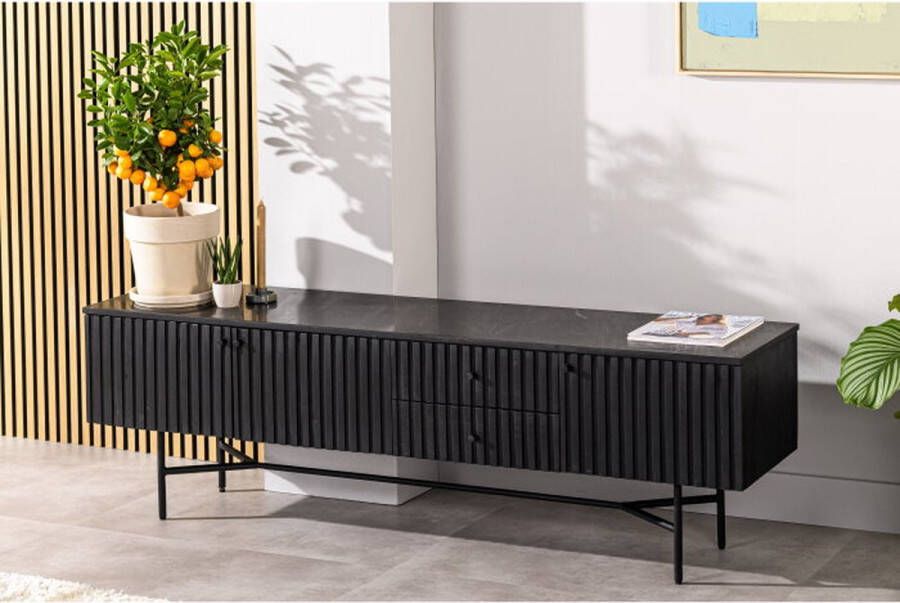 BY-OLAF Tv-meubel Ralph 175 cm Marmer Zwart