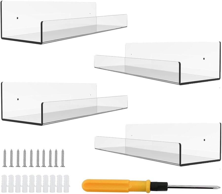 By Shayne Acryl Wandplanken Set van 4 voor Opbergoplossingen en Decoratieve Presentatie
