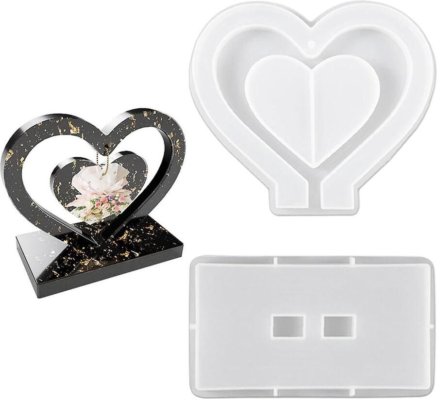 Allecto Plus Hartvormige fotolijst epoxyhars fotolijst met fotostandaard Wit Desktop ornament voor foto's Decoratief accessoire voor bureau met siliconen vorm