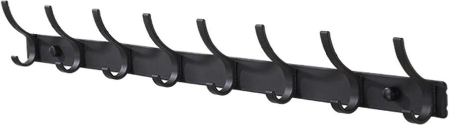 By Shayne ByShane Kapstok met 8 haken van roestvrij staal voor slaapkamer keuken badkamer en kantoor Zwart