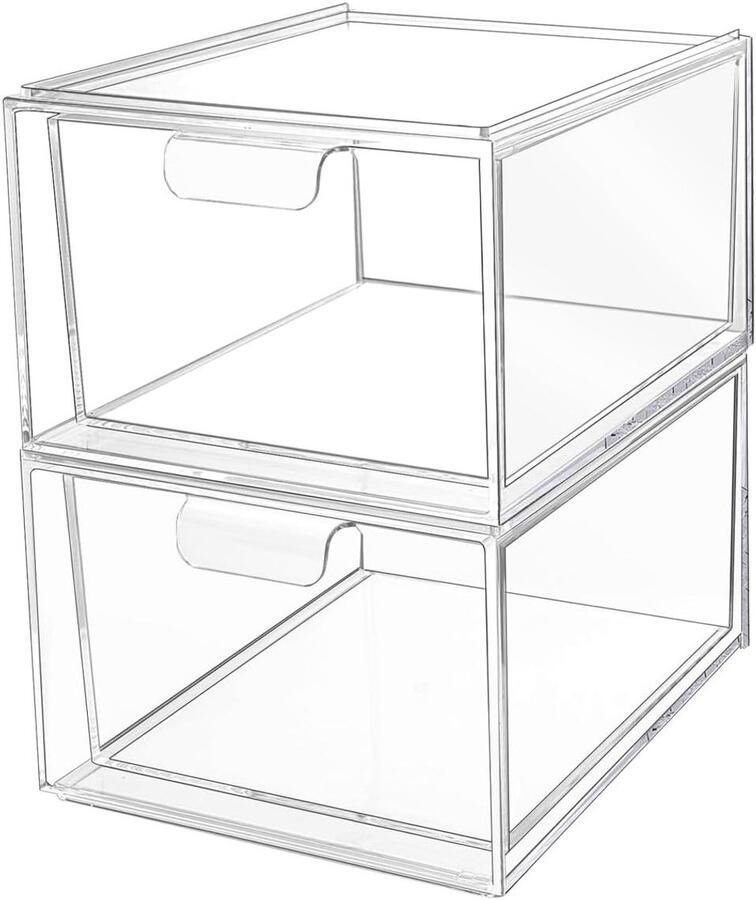 Allecto Premium Lade Organizer Set van 2 Stuks met Antislipmatten voor Badkamer Slaapkamer Makeup Tafel Bureau Opbergbakjes met Antislip 16 Matjes