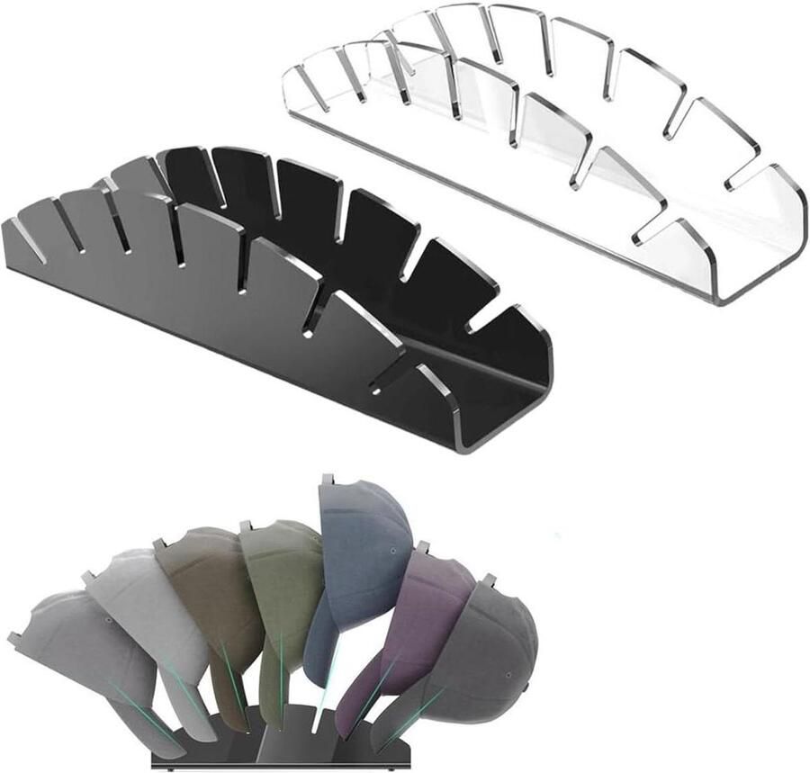 Allecto Plus Semicirculaire Hoedhouder voor Baseballpetten Acryl Opbergsysteem voor 14 Petten Hoedenrek voor Slaapkamerkast Zonder Installatie Pettenorganizer