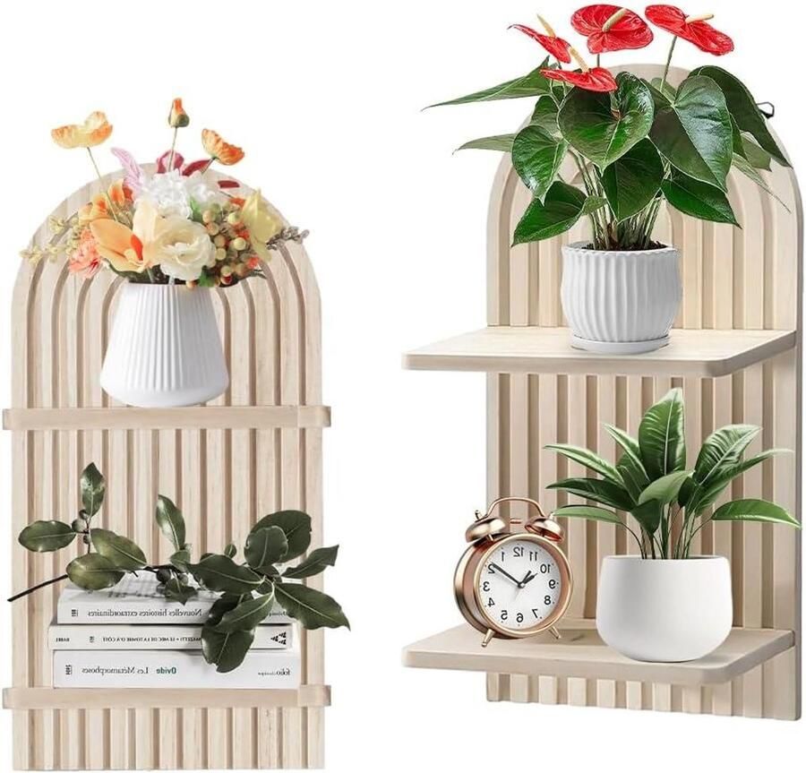 Wandrek van hout boho wanddecoratie voor kinderkamer en slaapkamer set van 2