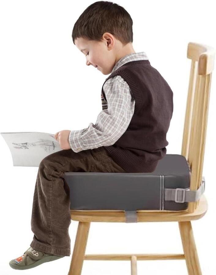 By Shayne ByShane Zitverhoging kinderstoel met wasbare PU bekleding Demonteerbaar zitkussen 10 cm verhoging Inclusief 2 veiligheidsgespen Draagbare kinderzitverhoging Antislip stoelverhoger voor kinderen