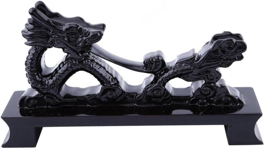 By Shayne ByShane Zwaard Houder voor Wakizashi en Katana Chinese Draak Vorm Kleine Maat Tafel Display van Zwart Massief Hout Hars Ambachten Thuis Ornament Decoratie Standaard