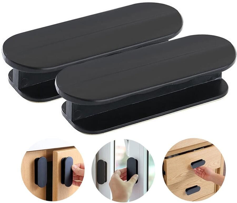 By Shayne CiciIng 2 stuks balkondeurgreep deurknop deurgreep zelfklevende deurgrepen kastgrepen deurgreep balkondeur buiten kunststof meubelgreep glazen deur raamgreep zwart