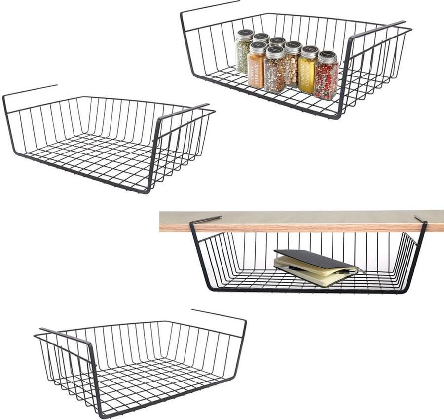 By Shayne Flexibele Metalen Onderplank Opbergmanden Set van Vier voor Ruimtes en Gebruiken