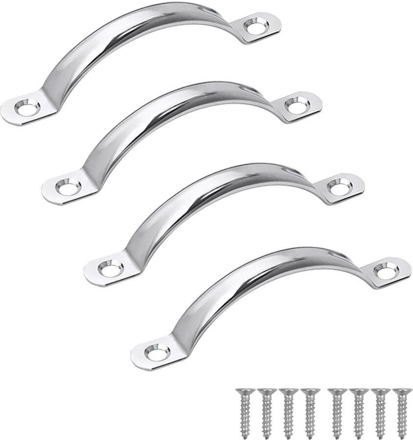 By Shayne Kast Deurgrepen Set van 4 Stuks in Modern Roestvrij Staal Design