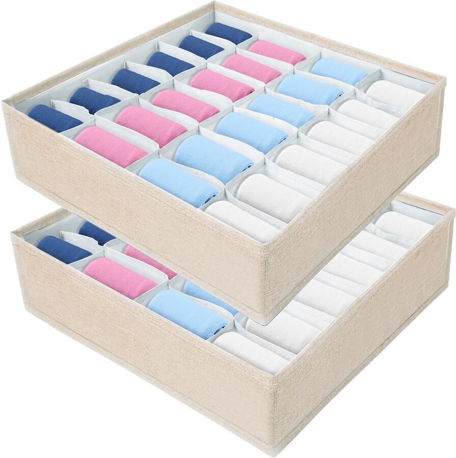 By Shayne Opvouwbare Ladeverdeler voor Sokken Ondergoed en Accessoires 24 Vakken Set van 2
