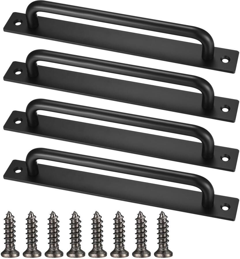 By Shayne Set van 4 Zwarte Deurgrepen voor Schuifdeuren en Meubels met Bevestigingsschroeven