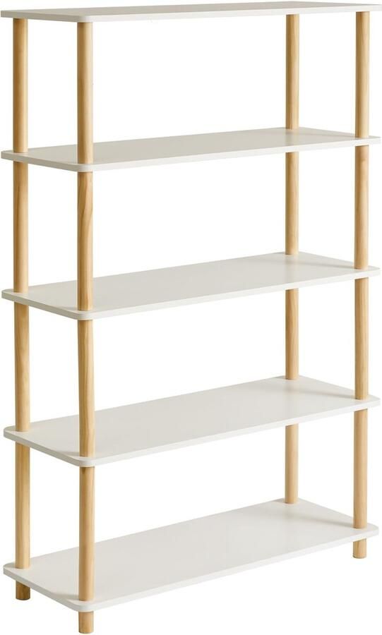 By Shayne Stijlvolle en Functionele Vrijstaande Boekenkast met Vijf Niveaus voor Ruimtes