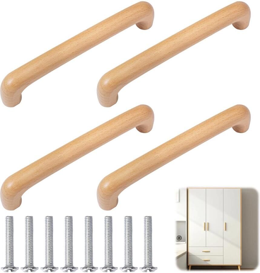 By Shayne Stijlvolle en Houten Meubelgrepen Set van 4 met Schroeven