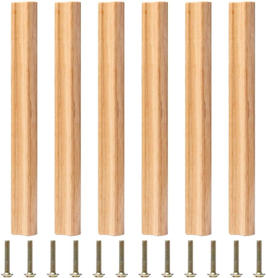 By Shayne Stijlvolle Lange Houten Handgrepen voor Meubels en Kasten Set van 6 met Schroeven